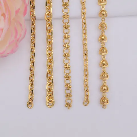 Chaînes en Laiton Fait Main DIY Bijoux Maillons Plaqué Or 24K O-Forme Cœur Ovale Perle Accessoires pour Collier Bracelet