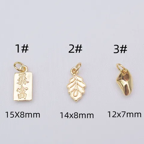 Pendentifs pour Fabrication de Bijoux DIY Breloques en Cuivre Plaqué Or Motif Feuille Lingot d'Or pour Collier Bracelet Fait Main
