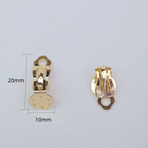 Messing Ohrring Konverter Clip On Ohrring Basis Mit 10mm Mehrloch Rundpad Für DIY Schmuckherstellung Gold Silber Plattiert