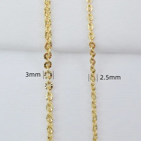 Gold Plated Brass O-Shaped Chain Diamond Cut Texture DIY Jewelry Making Material Roll For Necklace Bracelet Accessories