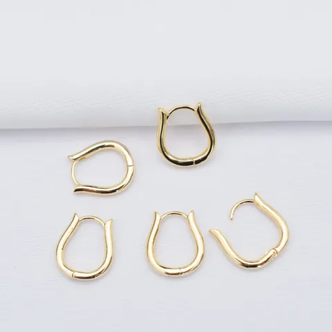 Minimalist 14k Gold Filled Brass U-Shaped Hoop Earrings For Women Geometric Polished Smooth Ear Buckles DIY Jewelry Material