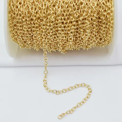 Chaîne en O en Laiton Laminé d'Or 14K Fil Rond Aplati Matériaux de Bijouterie DIY pour Colliers Bracelets Accessoires