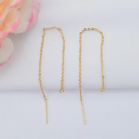 Brass Long Tassel Threader Earrings With 14K Gold Plated O-Chain DIY Jewelry Ear Wire Accessories For Women Girls