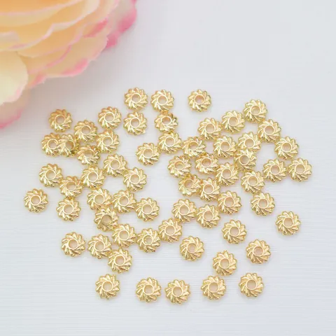 Alloy Flower Spacer Beads Gold Silver Plated 14K 18K Color Preserving DIY Jewelry Making Findings For Bracelet Necklace