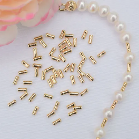 Eco-Friendly Copper Spacer Tube Beads Gold Filled Small Straight Tube Loose Beads For DIY Bracelet Necklace Jewelry Making