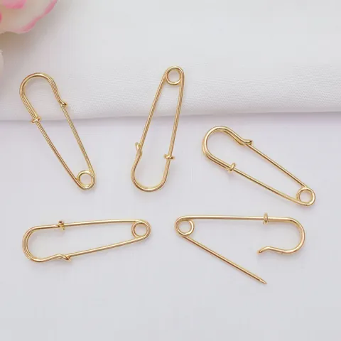 14k Gold Filled Simple Safety Pin Brooch Findings For DIY Jewelry Making Eco-friendly Copper Color Retaining Pin Accessories