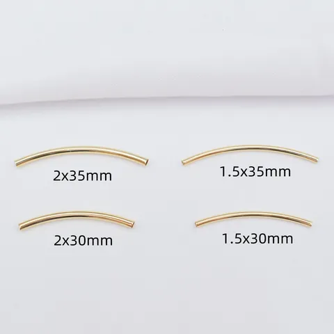 DIY Brass Curved Tube Beads For Bracelet Necklace Making Gold Filled Silver Plated Smooth Spacer Beads Jewelry Materials