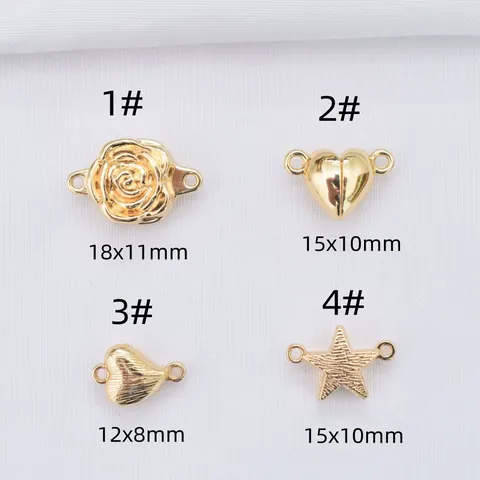 Gold Plated Alloy Magnetic Clasp Heart Star Rose Shape Jewelry Connector For DIY Necklace Bracelet Making Findings