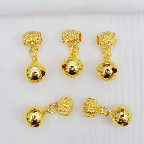 Vintage Gold Plated Copper Bell Pendant Floral Carved Hollow Design For DIY Jewelry Component Making Women Accessory