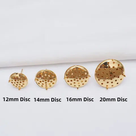 14K Vergoldet Messing Runde Netz Ohrstecker Basis Schale Zubehör Für DIY Schmuckherstellung Handgefertigte Ohrringe Material