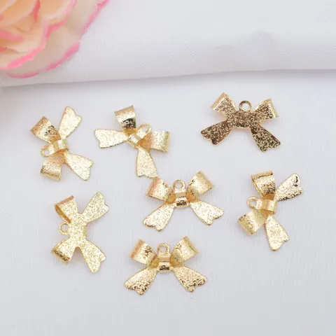 Colgantes de Lazo de Latón para Pendientes Baño de Oro Mate Dijes de Joyería DIY para Fabricación de Collares y Joyas