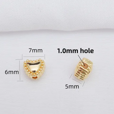 Heart Spacer Beads For Jewelry Making DIY Bracelet Necklace Alloy Beads With 14k 18k Gold Plated Color Preservation