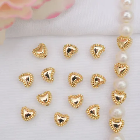 Perle Distanziatrici a Cuore per Creazione Gioielli DIY Bracciale Collana Perle in Lega Con Placcatura Oro 14k 18k