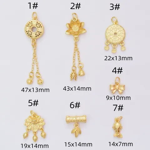 Ciondoli in Rame Placcato Oro in Stile Retrò Cinese per la Creazione di Gioielli Fai da Te Ciondoli Portafortuna con Loto Bambù Pesce Koi Fiocco per Bracciale Collana