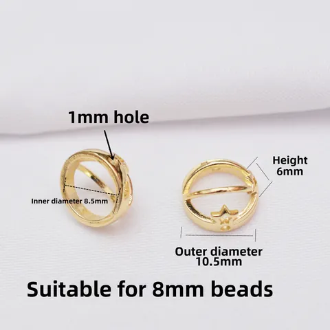 Oro Lleno Cobre Estrella Hueco Anillo de Perlas Espaciadores DIY Pulsera Collar Joyería Hallazgos Componentes Accesorios