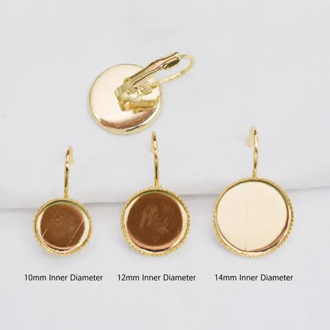Messing 14K Gold Filled Klappbügel Ohrringhaken Mit Runder Leerer Tablettbasis DIY Ohrringe Zubehör Für Die Schmuckherstellung