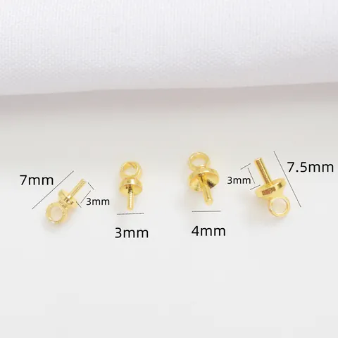 Copper 14K Gold Filled Cup And Peg Bails For Artificial Pearl Pendant Necklace Making DIY Jewelry Findings Minimalist Bead Connectors