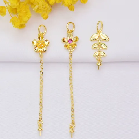 18K Verguld Koperen Bloem Tarwe Aar Hanger Voor DIY Sieraden Maken Parel Dienblad Lange Ketting Drop Hangers Accessoires