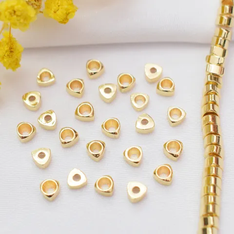 14k 18k Gold Filled Triangle Loose Beads Smooth Copper Geometric Spacer Beads For DIY Jewelry Making Bracelet Necklace Accessories