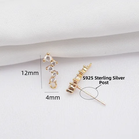 14k Goldgefüllt DIY Ohrring Zubehör Mit 925 Sterlingsilber Ohrstecker-Stift Zirkonia Eingelegt Geschwungene Mini Ohrstecker