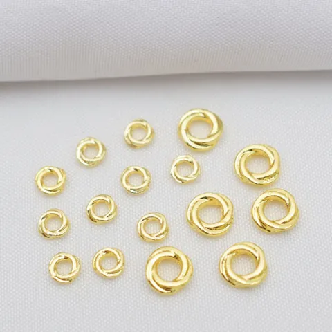 Twisted Round Spacer Beads Alloy Gold Plated Jewelry Findings For DIY Bracelet Necklace Making Crafting Supplies