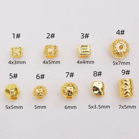 Alloy Spacer Beads 14k 18k Gold Plated Auspicious Cloud Fret Pattern DIY Jewelry Making Accessories Barrel Round Beads