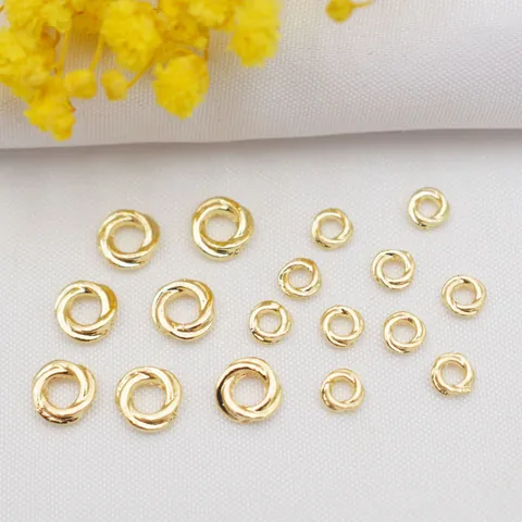 Twisted Round Spacer Beads Alloy Gold Plated Jewelry Findings For DIY Bracelet Necklace Making Crafting Supplies