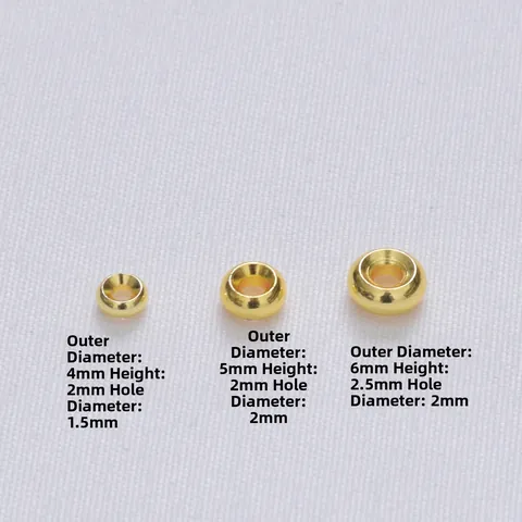 Cuentas Espaciadoras de Cobre Lisas Chapadas en Oro 14K 18K Plata Forma de Donut Cuentas Sueltas Para Creación de Joyas DIY