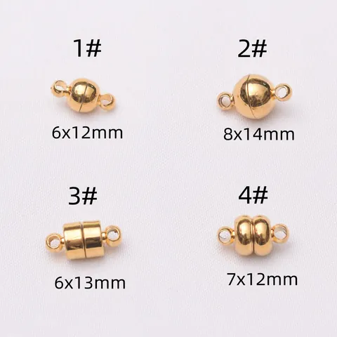 Fermoirs Magnétiques en Cuivre Plaqué Or 24K Sous Vide Connecteurs Sphériques Cylindriques pour Création Bijoux Collier Bracelet