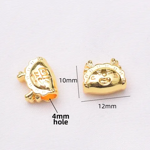 Alloy Dragon Dumpling Large Hole Spacer Beads 18k Gold Plated Fortune Pattern DIY Jewelry Making Accessory For Bracelet