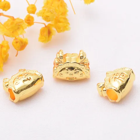 Alloy Dragon Dumpling Large Hole Spacer Beads 18k Gold Plated Fortune Pattern DIY Jewelry Making Accessory For Bracelet