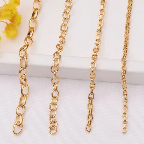 Vacuum Gold Plated Copper DIY Chain For Jewelry Making Oval O-Shaped Box Link Chain For Necklace Bracelet DIY Material
