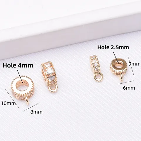 Mikro Pave Zirkonia Großloch Zwischenperle Verbinder DIY Schmuckzubehör Vergoldet Kupfer Anhänger Für Armband Halskette