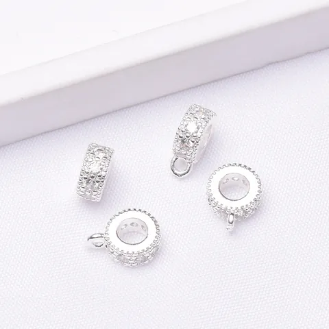 Mikro Pave Zirkonia Großloch Zwischenperle Verbinder DIY Schmuckzubehör Vergoldet Kupfer Anhänger Für Armband Halskette
