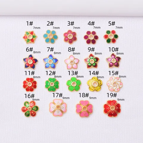 Emaille Blumen Perlenkappen Legierung Vergoldet Floral Spacer Für DIY Schmuckherstellung Handgemachte Armband Zubehör