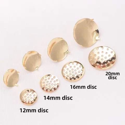 Brass 14K Gold Plated Brooch Base Pin Tray Round Multi-Hole Mesh Plate DIY Jewelry Making Pin Finding Findings Craft Parts