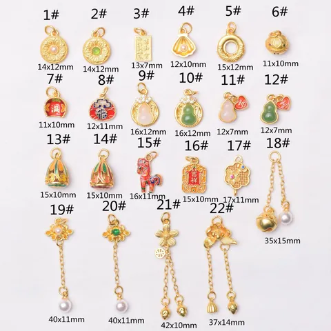 Ancient Gold Copper Pendants For DIY Jewelry Making Chinese Style Fu Gourd Lotus Tassel Charms Women Jewelry Accessories