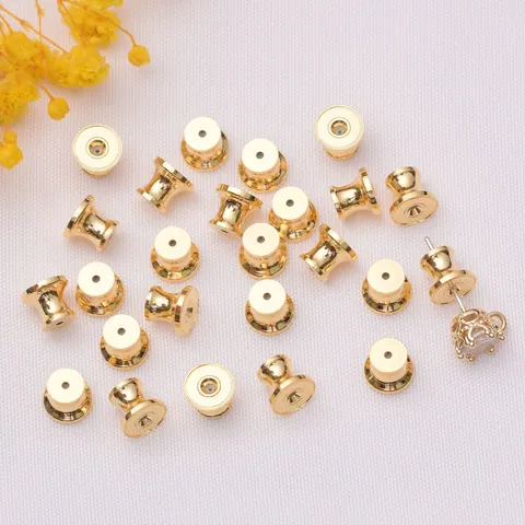 Fermoirs de Boucles d'Oreilles en Cuivre Plaqué Or 18K Premium Bouchons de Sécurité pour Création de Bijoux DIY