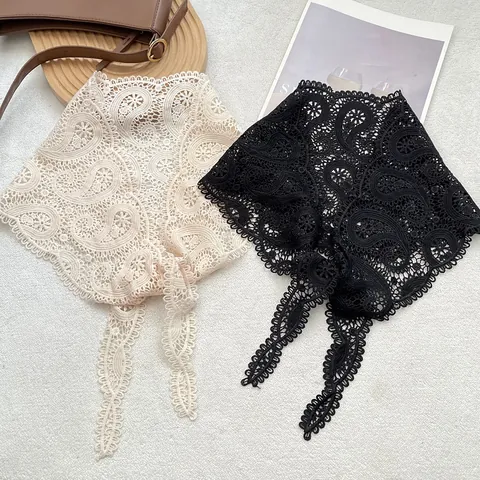 Sciarpa a Triangolo in Cotone con Pizzo Vintage da Donna Dolce Sciarpa da Vita Traforata Accessorio Decorativo per Capelli