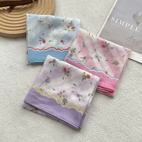 Women Vintage Floral Print Square Scarf Satin Feel Neck Scarf Headscarf For Daily Casual Party Vacation Hair Accessories