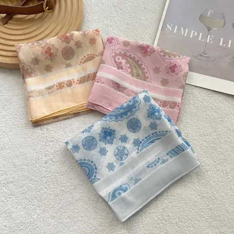Vintage Paisley Floral Print Satin Square Scarf For Women Lightweight Decorative Silk Like Neck Scarf Fashion Head Wrap