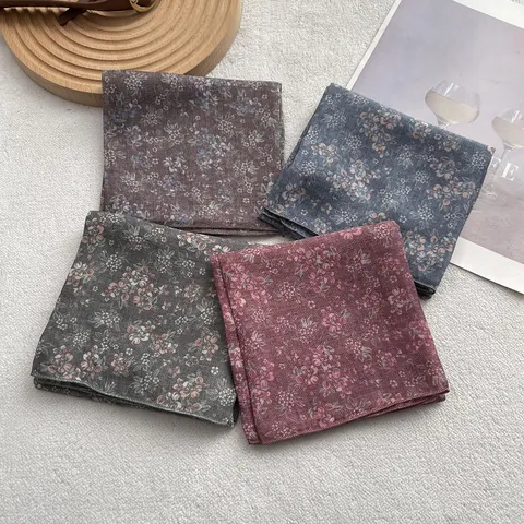 Foulard Carré en Coton Fleuri Vintage pour Femmes Style Rétro Japonais Bandana pour Voyage Été Photographie