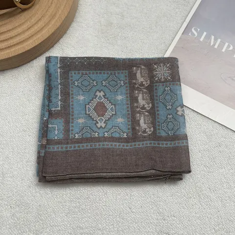 Vintage Bohemian Ethnic Cotton Blend Square Scarf Tribal Elephant Geometric Print Travel Headscarf Hair Band For Women