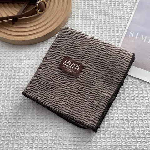 Sciarpa da Donna in Cotone Vintage con Strisce di Tigre Leggera Scialle Gessato Etichetta Khaki Caramello Autunno Primavera