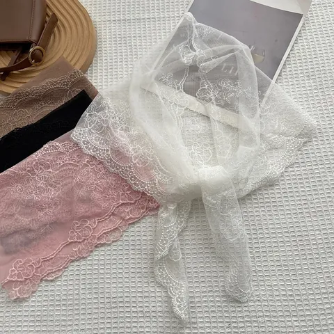 Franse Bloemen Kant Driehoekige Sjaal Vintage Borduurwerk Mesh Haar Bandana Zoete Transparante Sjaal Voor Vrouwen Meisjes Fotografie