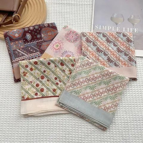 Frans Pastoraal Bloemen Vierkante Sjaal Voor Vrouwen Vintage Katoen Satijn Gevoel Halssjaal Boheems Paisley Print Haarbandana