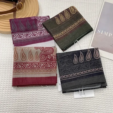 Pañuelo Cuadrado de Satén de Mezcla de Algodón Paisley Vintage Francés para Mujer Patrón Floral de Corazón Pañuelo para Cabeza Bandana Accesorios para Cabello
