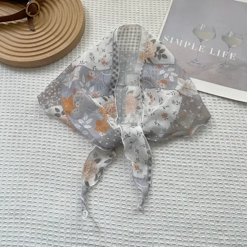 Sciarpa a Triangolo con Stampa Paisley Vintage per Donna Foulard in Poliestere Chiffon Accessorio per Capelli Boho Bandana