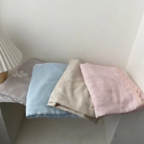 Bufanda Vintage de Algodón y Lino con Bordado Floral y Borde de Encaje para Mujer Chal de Protección Solar Hijab