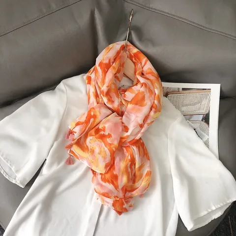 Damen Abstrakt Graffiti Schal Boho Sonnenschutz Strand Schultertuch Leicht Polyester Pashmina Mit Quasten Weich Schal
